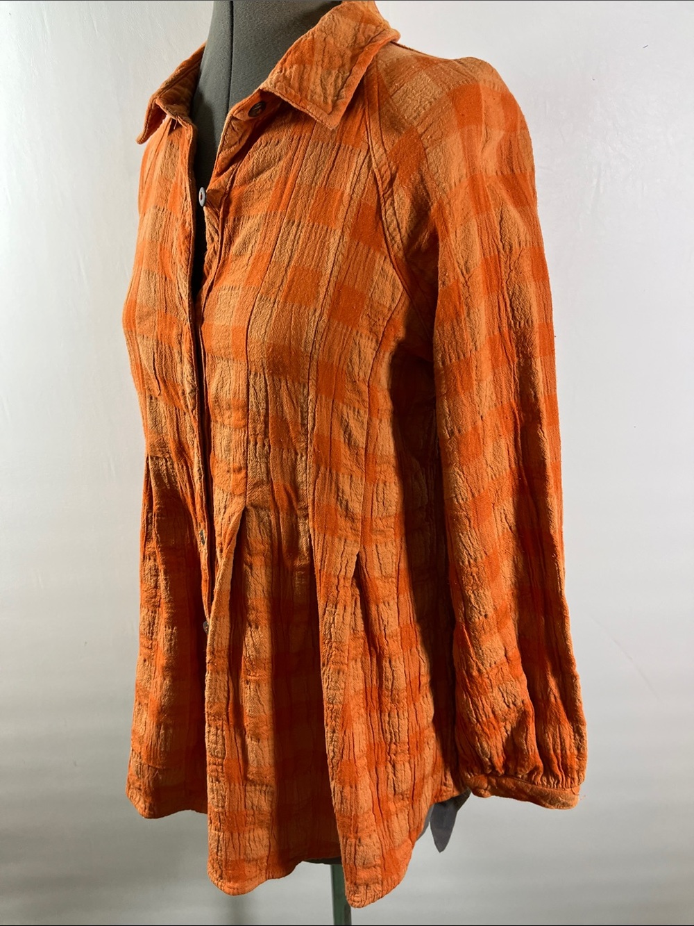 Easel Burnt Orange Button-Front Tunic Relaxed Fit w gathering Size S - Picture 5 of 10